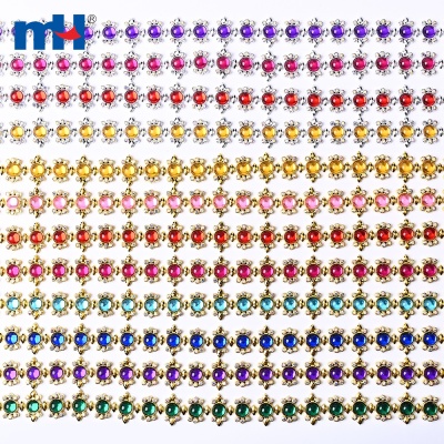20mm Plastic Rhinestone Chain with Colorful A-Grade Glass Stones