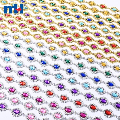 22mm Plastic Rhinestone Chain White AB Glass Electroplated Base