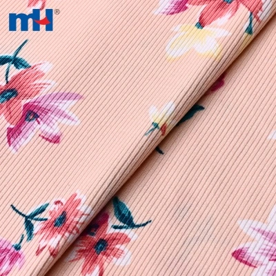 2x2 Printed Brushed Rib Knit Fabric