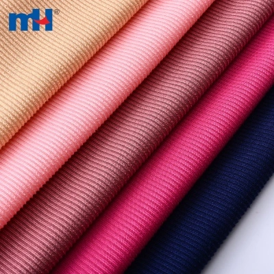 Polyester Spandex 2x2 Rib Knit Fabric