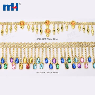Plastic Rhinestone Chain with White AB Glass Stones