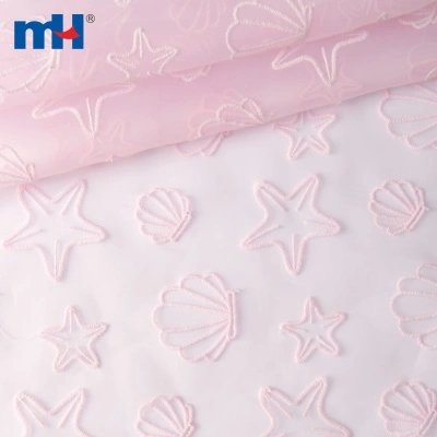 Starfish Embroidered Organza Fabric