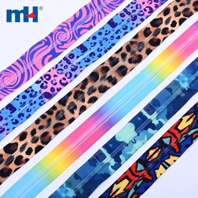 #8 Nylon Zipper Long Chain with Heat-Transfer Printed Tape