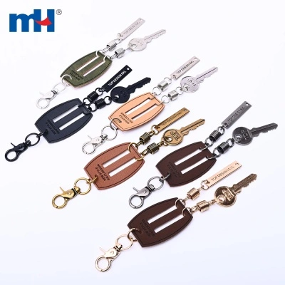 Key Charm Leather Plate Keychain