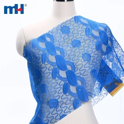Rhinestone Warp Knitted Tricot Lace Fabric