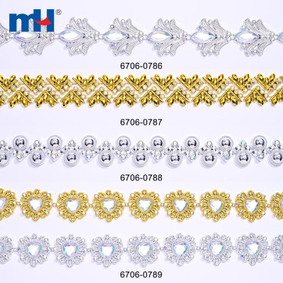 Glass AB Rhinestone Plastic Chain with Stone