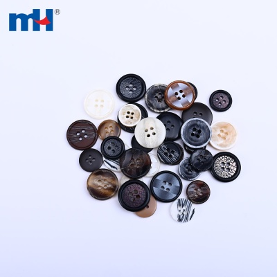 4-Hole Assorted Pattern Resin Button