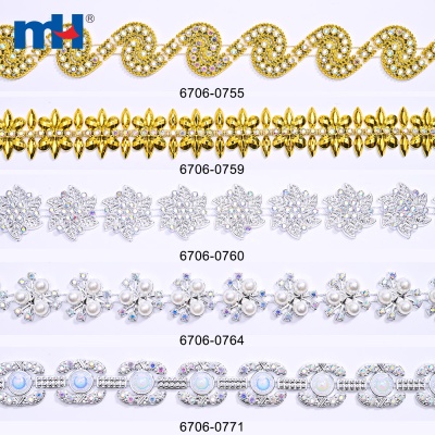 Plastic AB Glass Rhinestone Trim Chain
