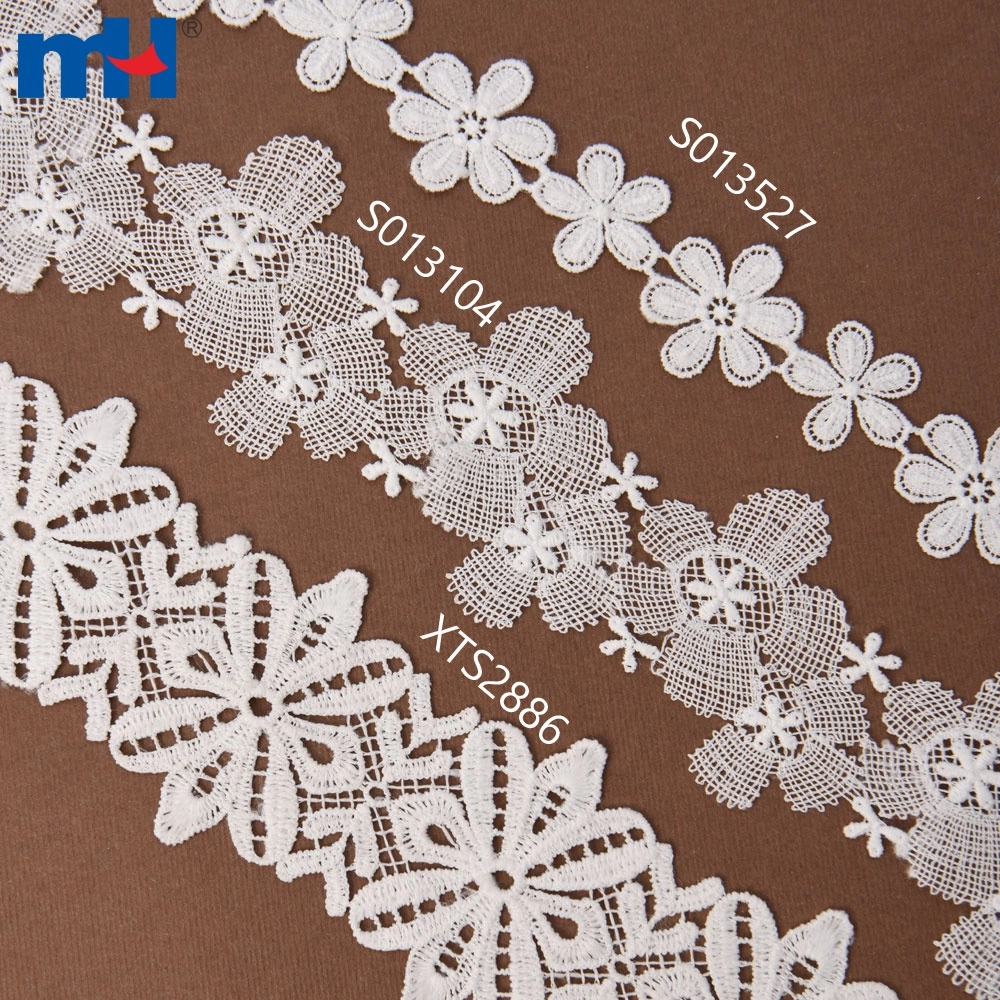 White Lace Ribbon Trim Embroidered Chemical Lace Trim For Sewing