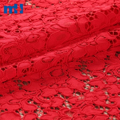 Red Corded Alencon Lace