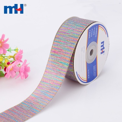 Multi Color Wired Metallic Glitter Ribbon 1-1/2-Inch