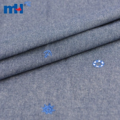 Denim Embroidered Fabric