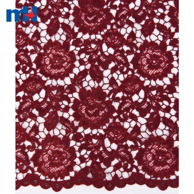 Wine Red Floral Guipure Lace