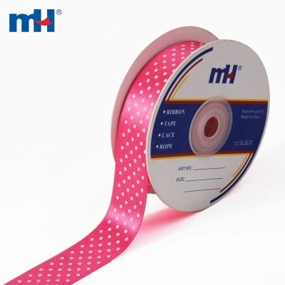 25mm Pink Polka Dot Satin Ribbon