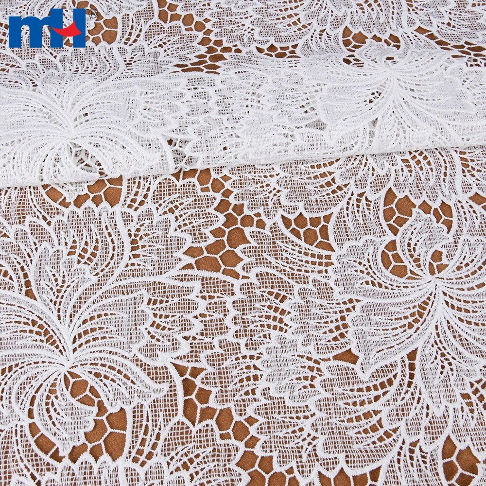 Hollowed Out Embroidery Chemical Lace Fabric for Wedding Gown