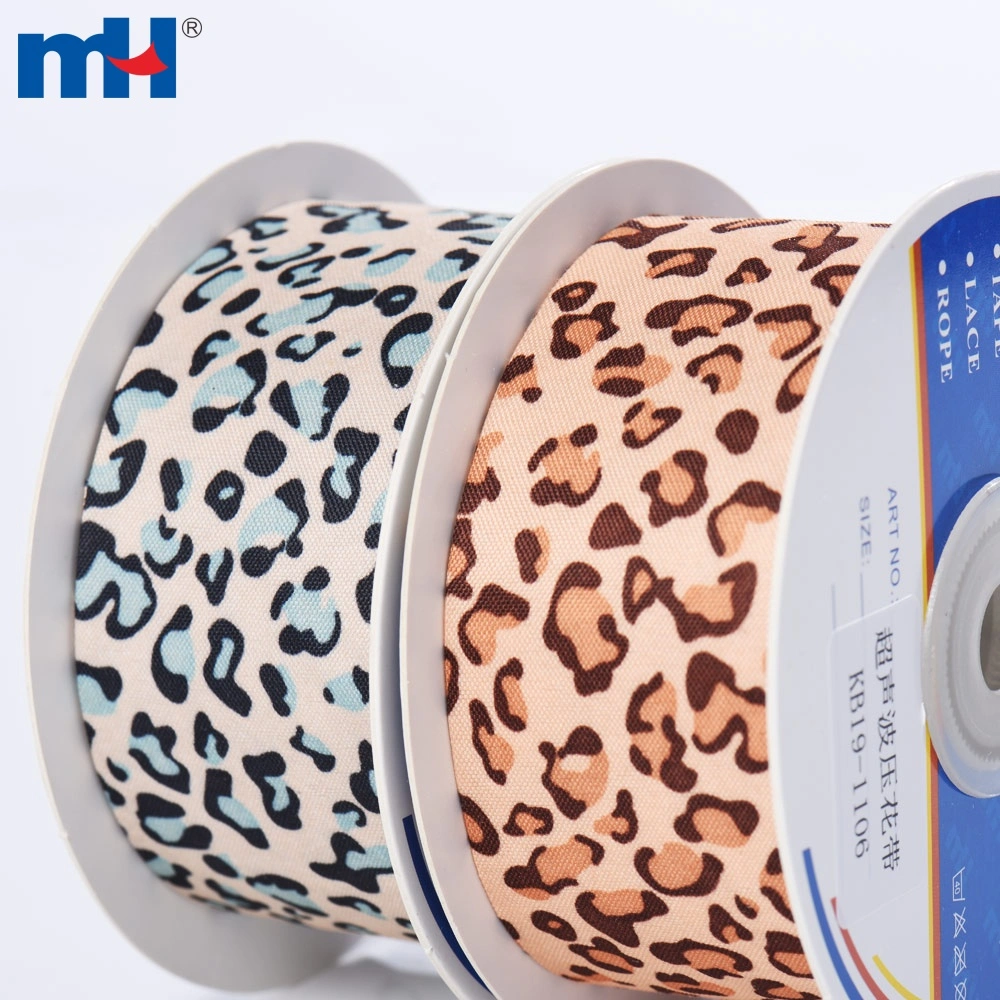 40mm Animal Print Leopard Polyester Woven Ribbon