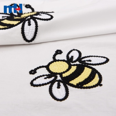 Bee Embroidered Cotton Poplin