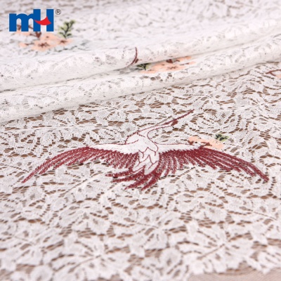 Crane Embroidered Nylon Lace