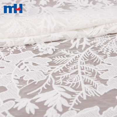 Leaves Embroidered Mesh Fabric