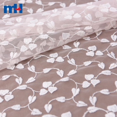 Heart Embroidered Mesh Fabric