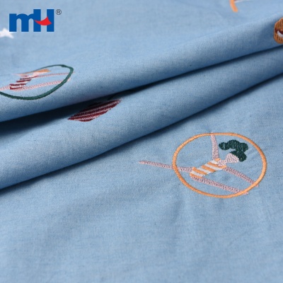 Embroidered Cotton Denim Fabric