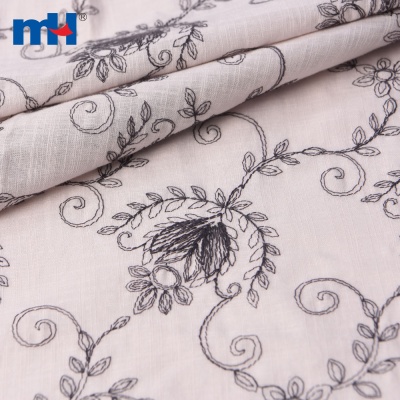 Embroidered Slub Fabric