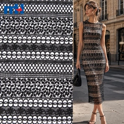 Black Corded Guipure Lace Fabric