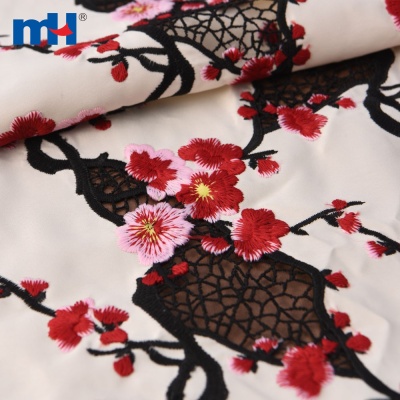 Plum Blossom Embroidered Fabric