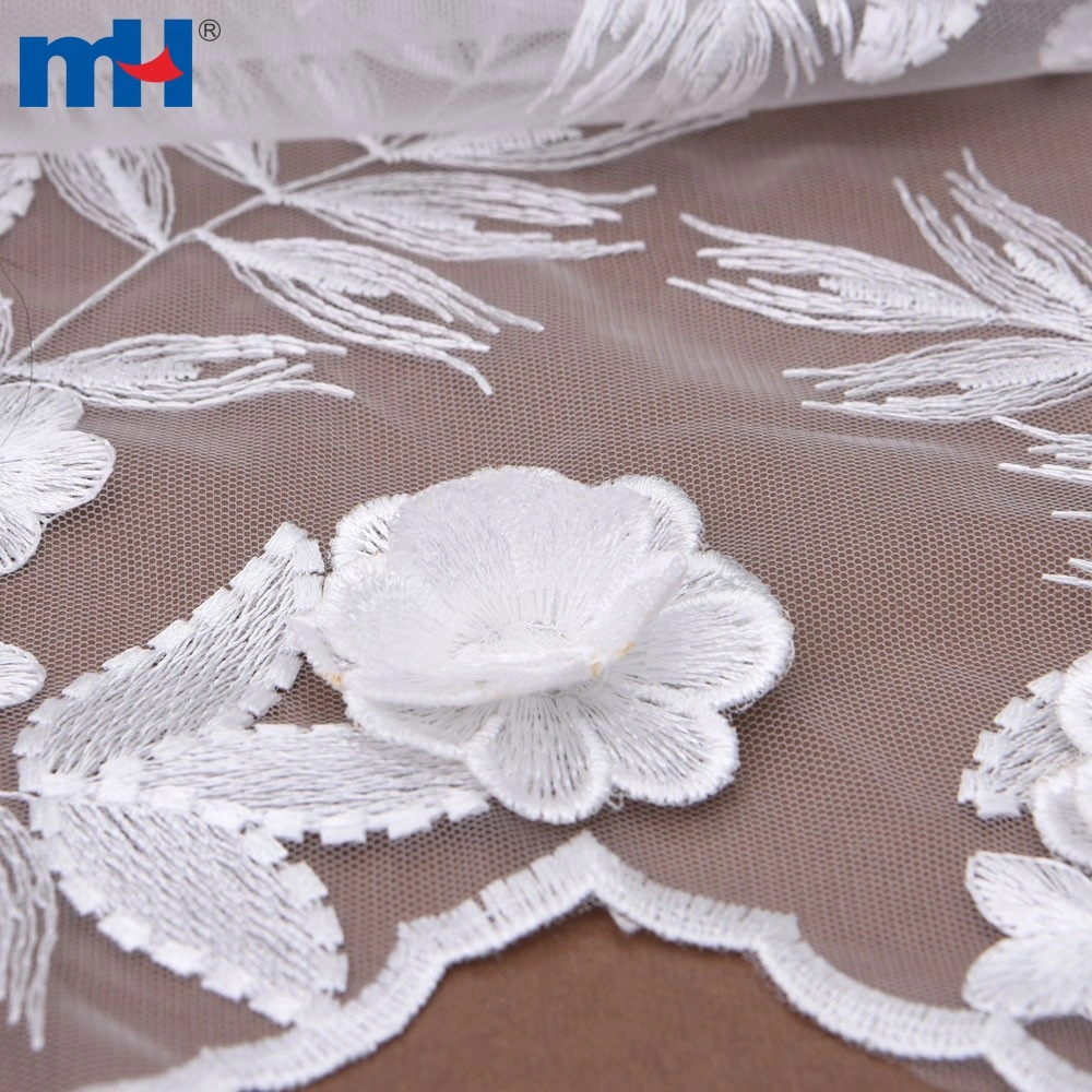 Beaded 3D fashion Floral Lace Fabric Embroidered on 100% Polyester Net Mesh | Lace USA