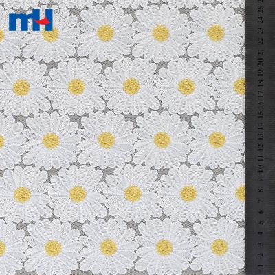 Embroidered Daisy Mesh Fabric