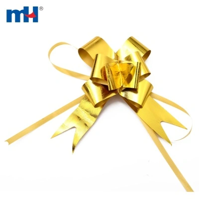 Ribbon Pull Bow Metallic Gold