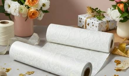 Elevate Your Creativity with Textured Gift Wrapping Paper: Glittered Floral Design (WHITE)