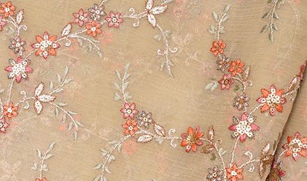 Embroidery Chiffon Fabric: Floral Pattern Silk Chiffon