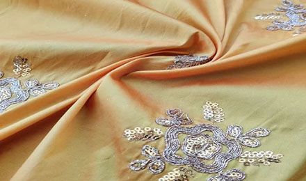 Get the Luxury of 100% Silk Embroidered Taffeta Fabric